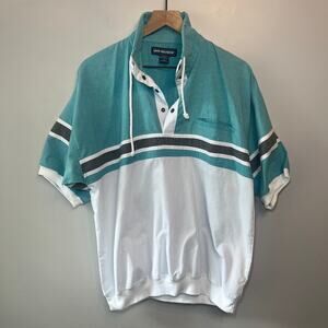 Vintage 90s Men's Van Heusen Short Sleeve Drawstring Polo Shirt Size Large